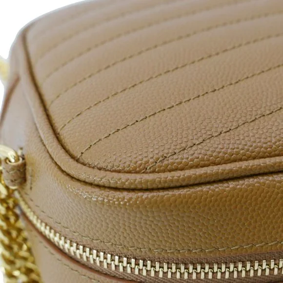 YVES SAINT LAURENT  Mini Lou Grain De Poudre Camera Crossbody Bag Dark Natural - Picture 5 of 11